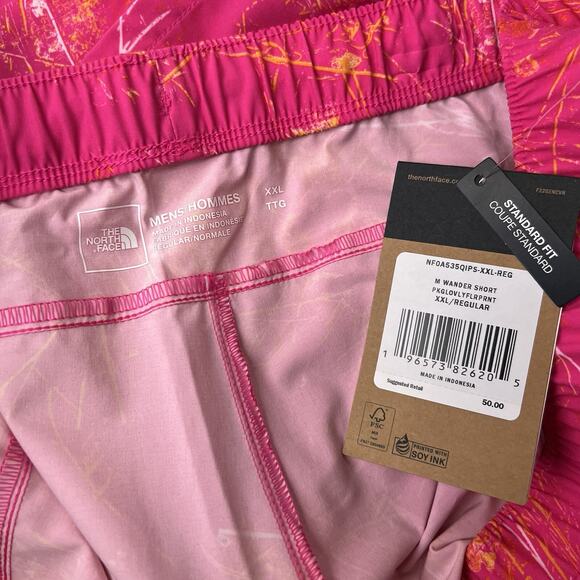 The North Face Wander Print Shorts Size 2XL Mens Pink Glow Valley - Picture 8 of 9